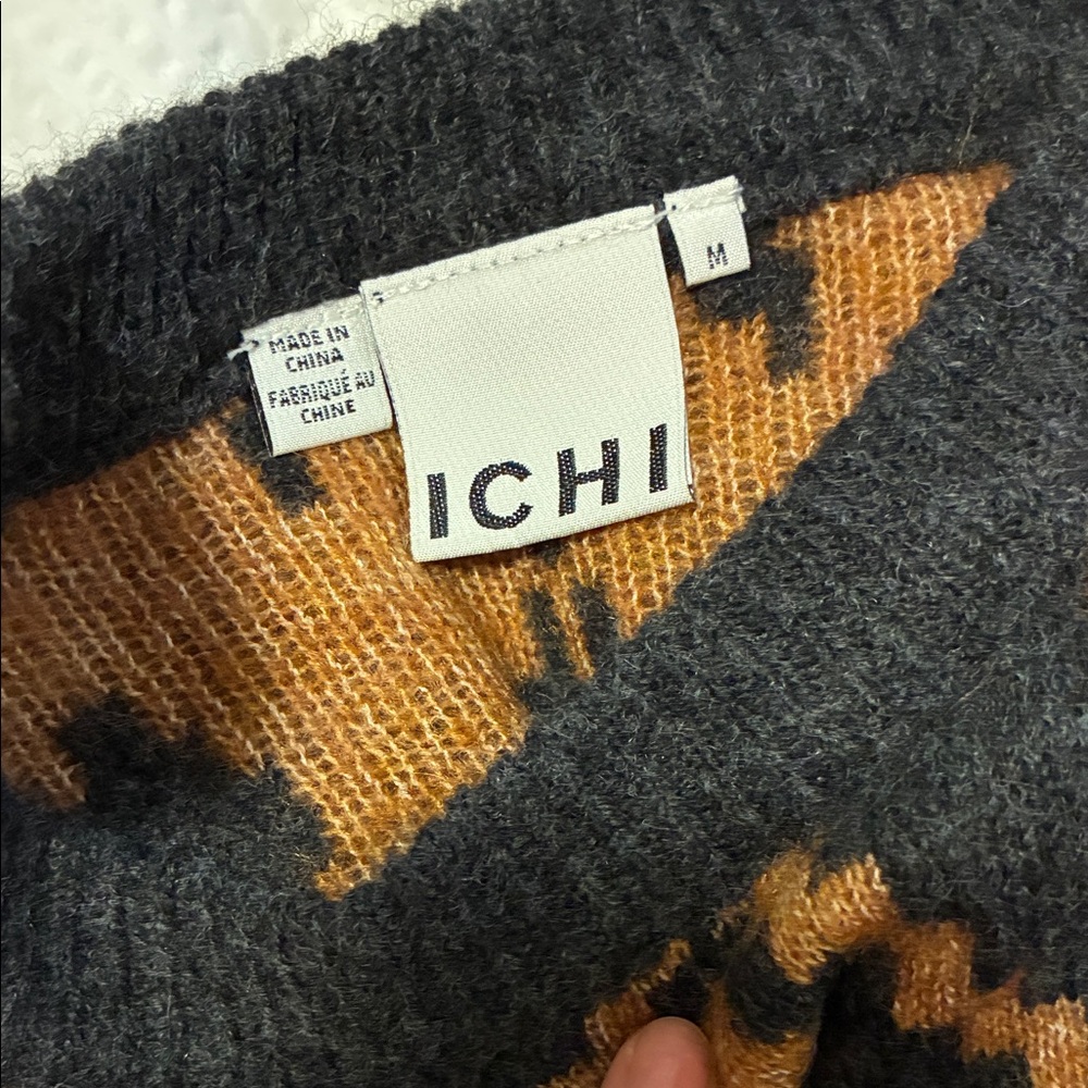 Geometric Patterned Black and Brown Sweater - Picture 2 of 6